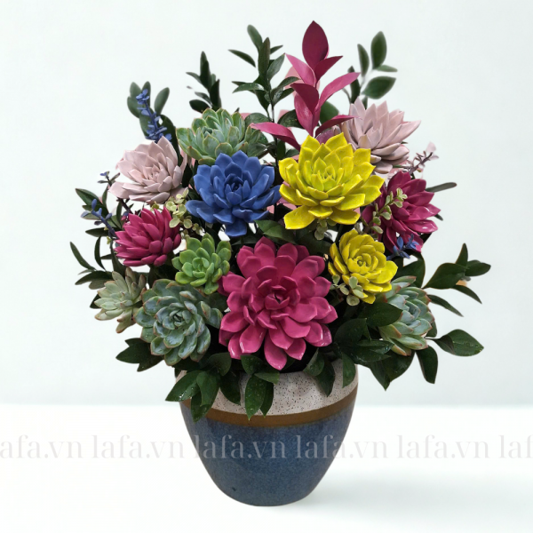 Quà tặng khai trương - Bình hoa sen đá Lộc vàng rực rỡ